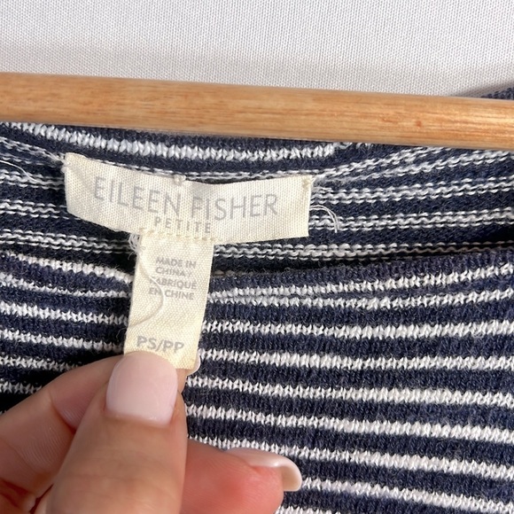 Eileen Fisher Square Neck Strip Organic Linen/Cotton Sweater size S/P - Picture 4 of 8